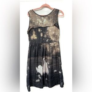 Swans in the Moonlight Fit & Flare dress Sz L